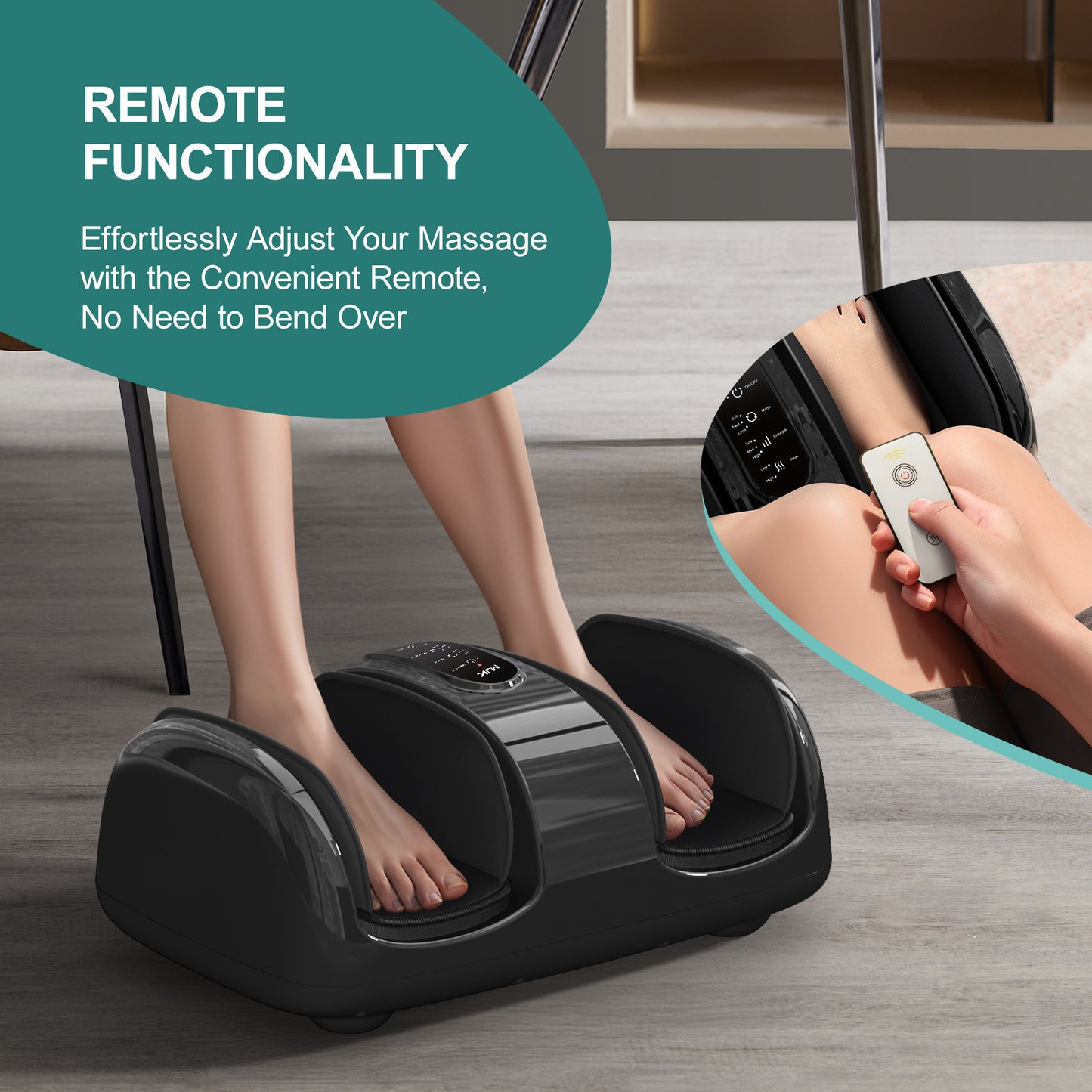 Smart Foot Massager With 3D Air Compression & Heating 15 Min Auto Timer  Quiet Design Office Home Relaxation Essential